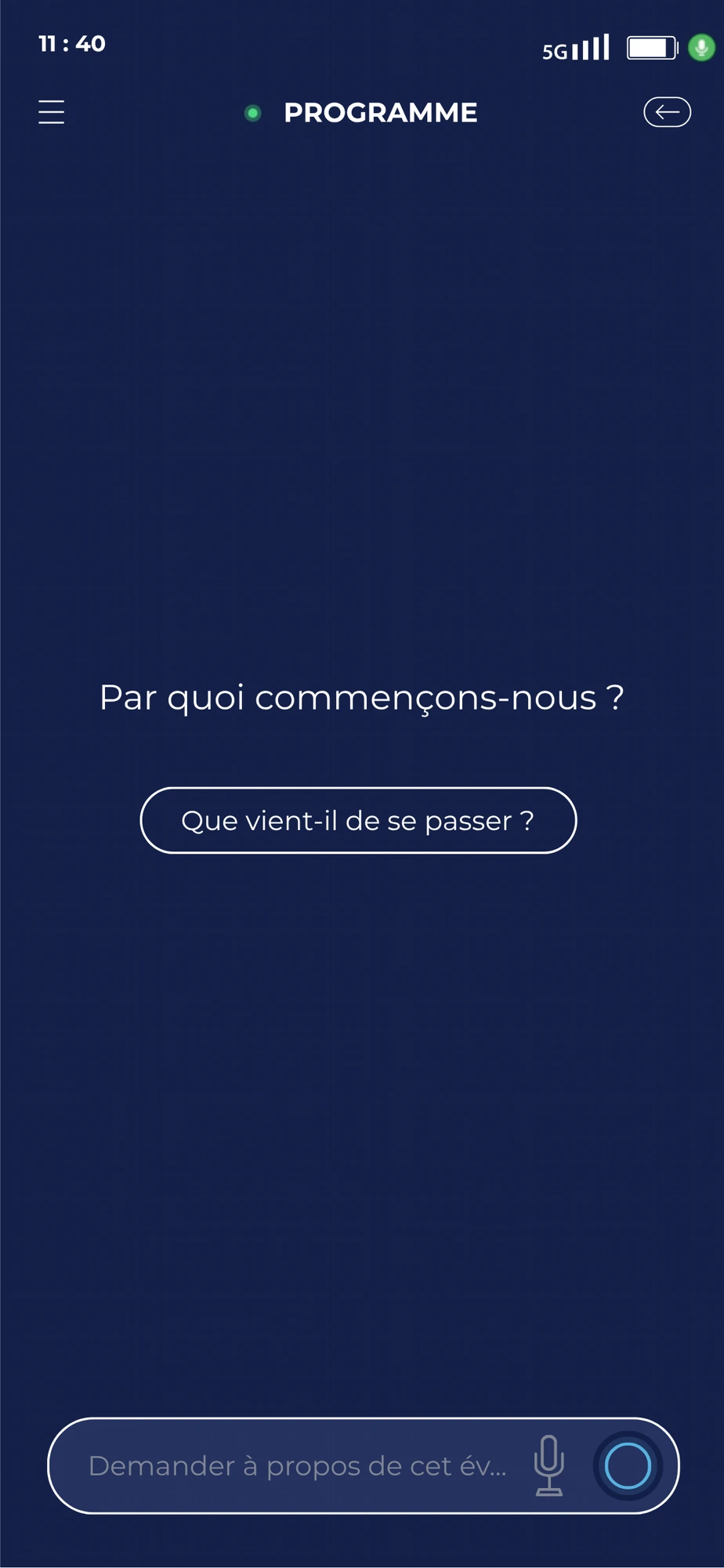 FANSY app — ask a voice question about the live program